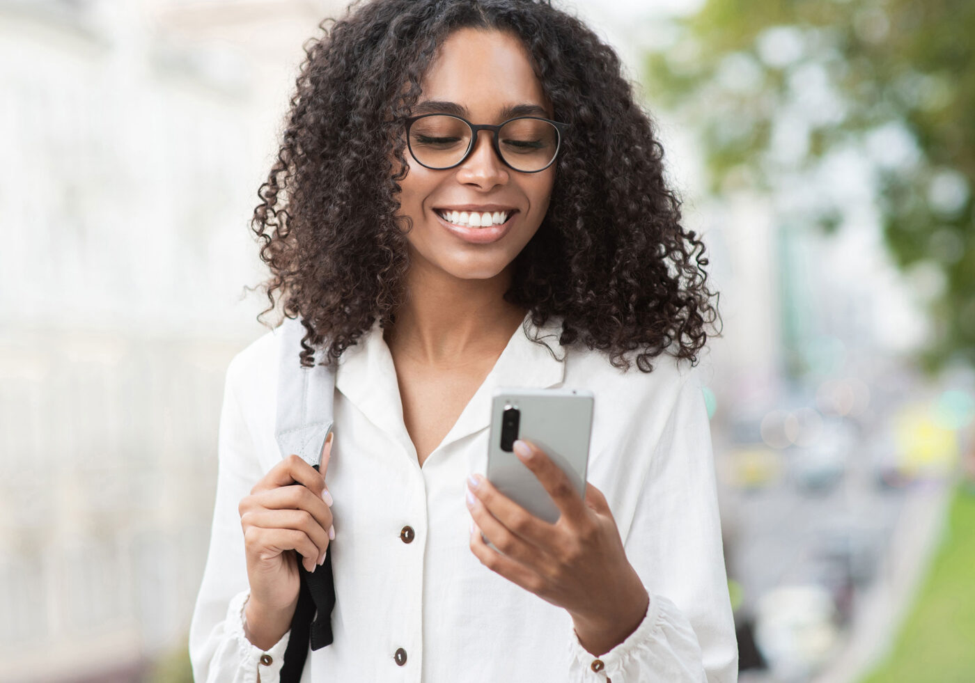 Diverse woman on phone