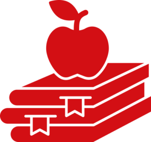 Apple on a stack of books icon