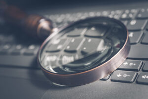 Magnifying glass on keyboard